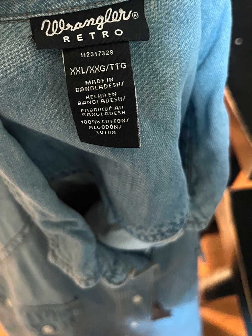 Wrangler Light Wash Denim Western Button-Down Shirt - Picture 11 of 11